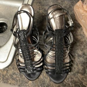 BCBGMaxAzria Kara Strapy Heels, Black, 8